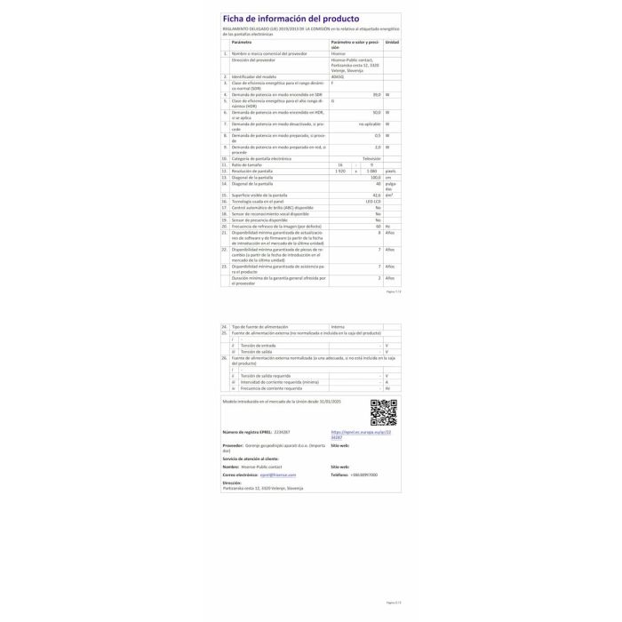 TV intelligente Hisense 40A5Q 40" Full HD HDR HDR10 QLED 1 TV intelligente Hisense 40A5Q 40" Full HD HDR HDR10 QLED 1