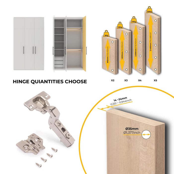 Emuca Lot de 20 charnières super coudées X91 à fermeture amortie avec embases à visser, Hauteur 0, Acier, Nickelé 6 Emuca Lot de 20 charnières super coudées X91 à fermeture amortie avec embases à visser, Hauteur 0, Acier, Nickelé 6
