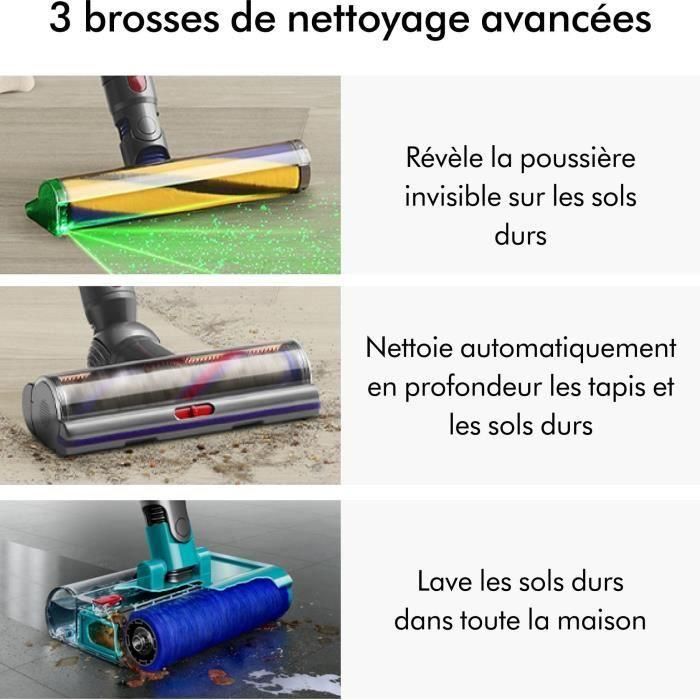 DYSON V15s Detect Submarine - Aspirateur Balai sans Fil - 240 airwatts - Brosse a rouleau humide Submarine pour laver les sols durs 5 DYSON V15s Detect Submarine - Aspirateur Balai sans Fil - 240 airwatts - Brosse a rouleau humide Submarine pour laver les sols durs 5