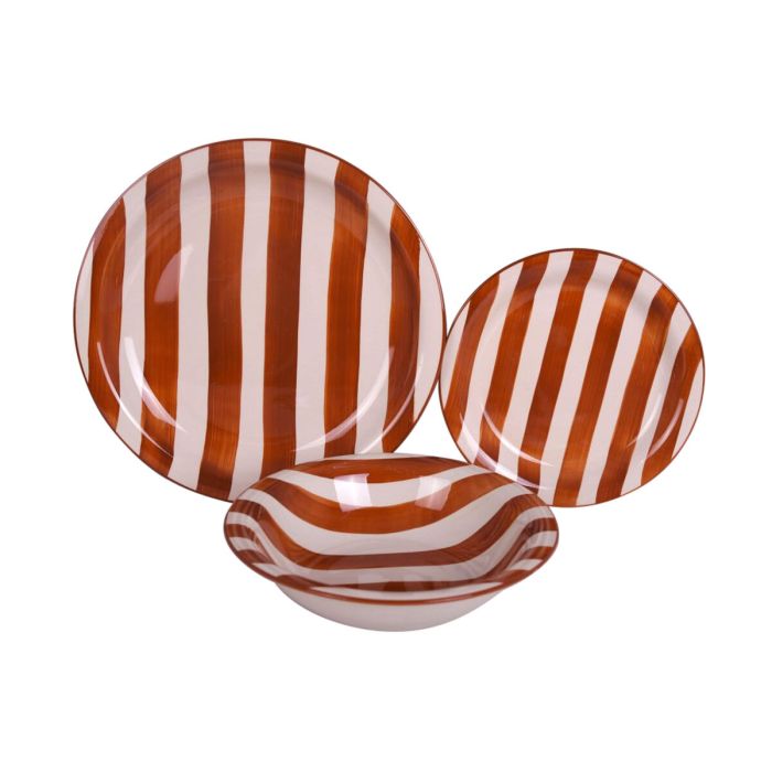 Assiettes Home ESPRIT Jaune Bleu Rouge Grès Rayures méditerranéen 27,5 x 27,5 x 2,8 cm 18 Pièces 4