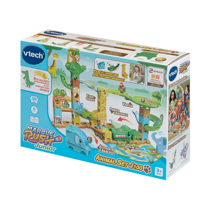 VTech Marble Rush Junior Animal Set J100 - Circuit de billes avec 3 animaux à construire - Multicolore - Pour enfants 3 ans et plus - Version française VTech Marble Rush Junior Animal Set J100 - Circuit de billes avec 3 animaux à construire - Multicolore - Pour enfants 3 ans et plus - Version française