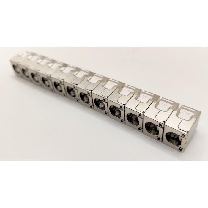 Pack de 12 noyaux keystone RJ45 Cat.6a - LINEAIRE - PR24AS12 - Court - Blindé 5