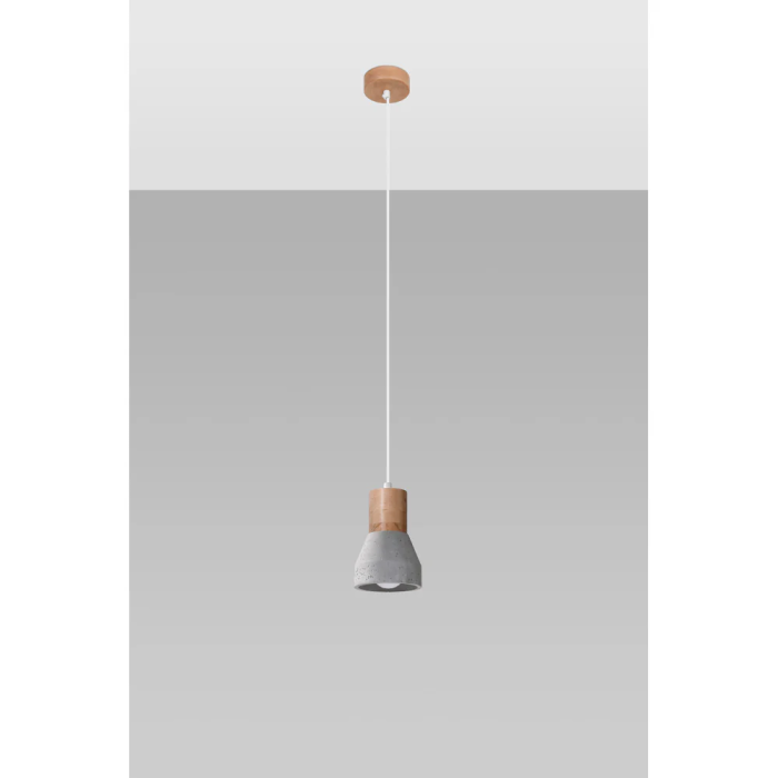 SOL Lampe Suspendue QUBIC SOL-SL.0963 Bois et Béton Noir/Gris Industriel Moderne 9