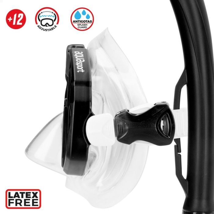 Lunettes de Plongée avec Tube et Palmes AquaSport Noir Adultes (2 Unités) 4