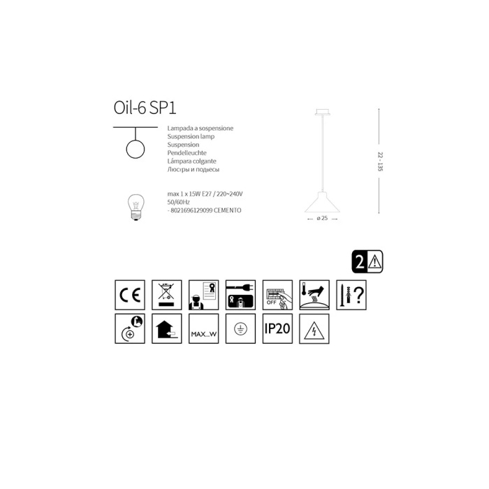 Lampara Colgante Oil I-L-129099 2