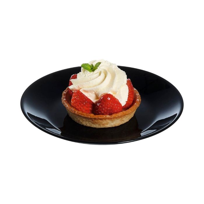 Plato Postre Vidrio Zelie Negro Luminarc 18 cm 2