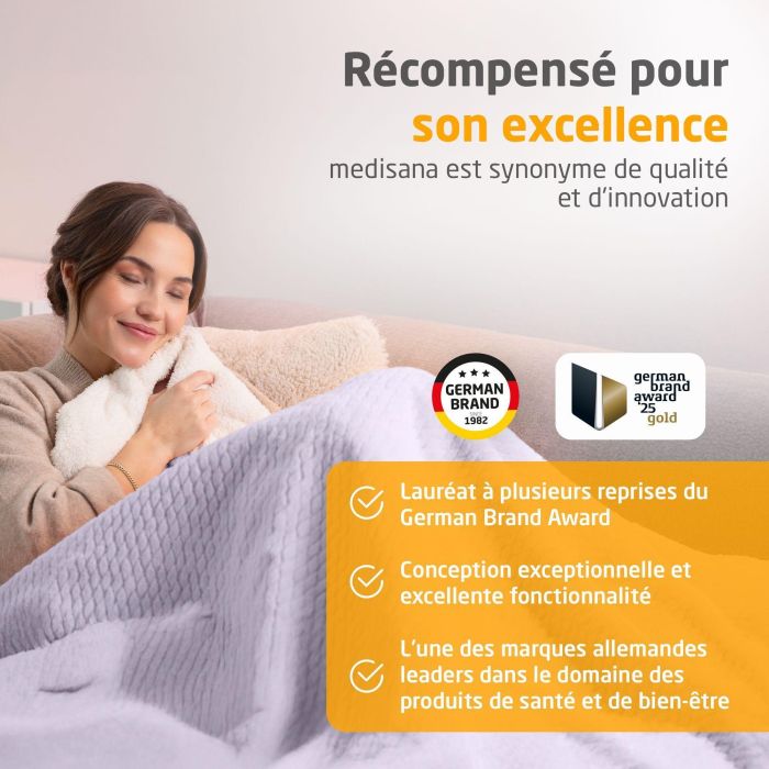Couverture chauffante reversible - MEDISANA - HB 418 - 120 W - 9 réglages - 180 x 130 cm - Violet 5