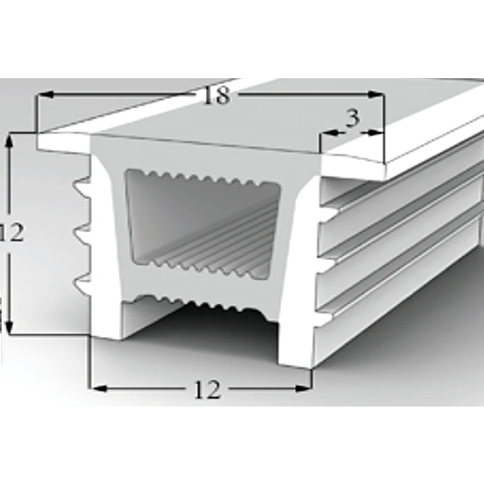Perfil de Silicona para Tiras LED 10x10mm 6mm 100 Metros 1