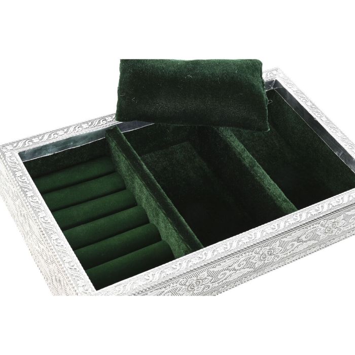 Boîte à bijoux Home ESPRIT Vert Argenté Bois Aluminium 25 x 15 x 5 cm 2