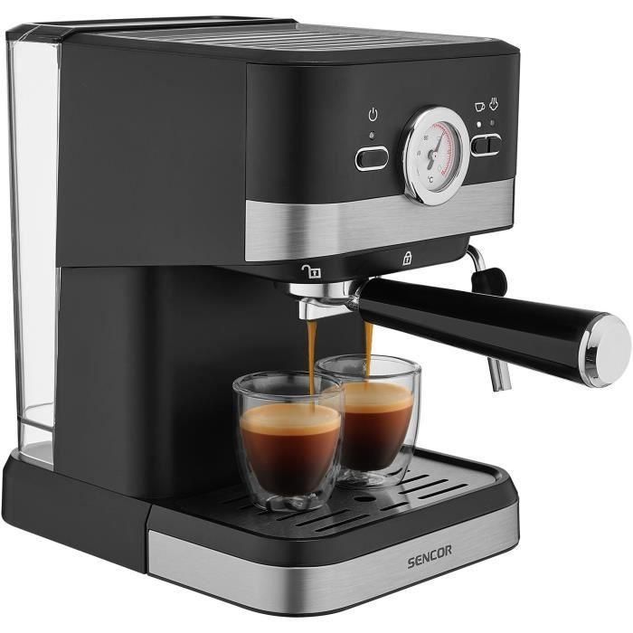 SENCOR Machine à Expresso SES 1721BK - 20 Bars, 1050 W, Réservoir 1,5 L Amovible, Buse Vapeur Pivotante, Commande Numérique, Noir SENCOR Machine à Expresso SES 1721BK - 20 Bars, 1050 W, Réservoir 1,5 L Amovible, Buse Vapeur Pivotante, Commande Numérique, Noir