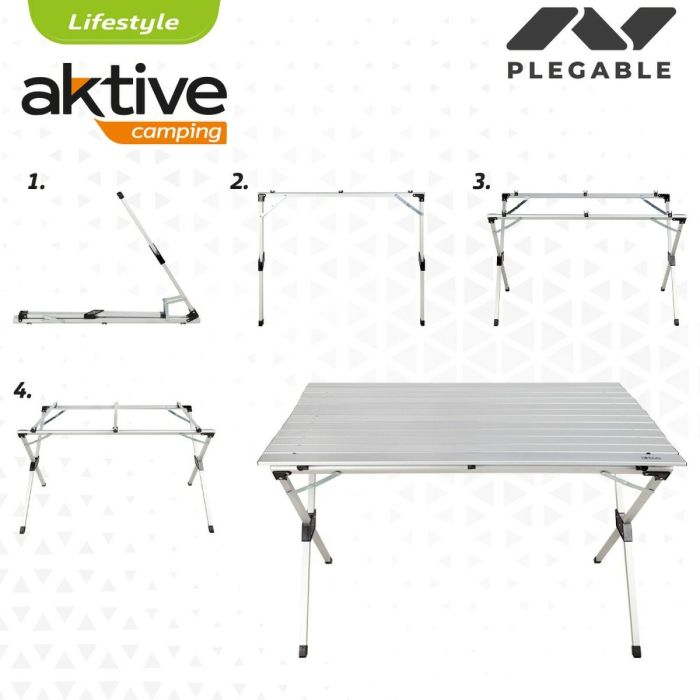 Table Piable Aktive Argenté Aluminium 110 x 70 x 70 cm (4 Unités) 2 Table Piable Aktive Argenté Aluminium 110 x 70 x 70 cm (4 Unités) 2