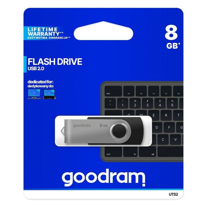 Clé USB GoodRam UTS2 USB 2.0 Noir Argenté 8 GB (1 Unité) 1