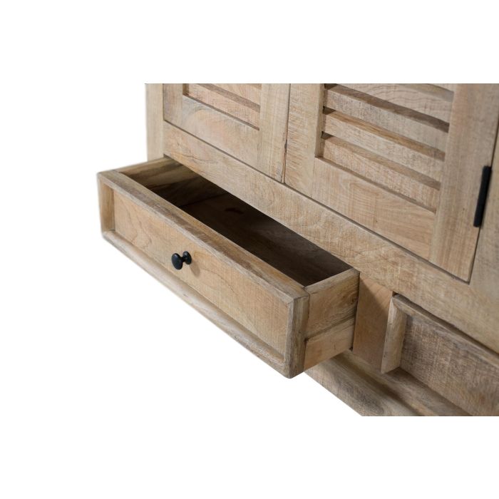 GINER Y COLOMER Buffet 3 portes et 2 tiroirs en bois de manguier, finition ton naturel - Structure robuste avec moulures et poignées en fer noir 4 GINER Y COLOMER Buffet 3 portes et 2 tiroirs en bois de manguier, finition ton naturel - Structure robuste avec moulures et poignées en fer noir 4
