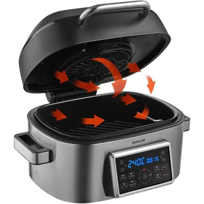 Sencor SBG 8900SS Friteuse sans huile Airfryer et Grill 6L 1660W 7 programmes Température 40-265°C