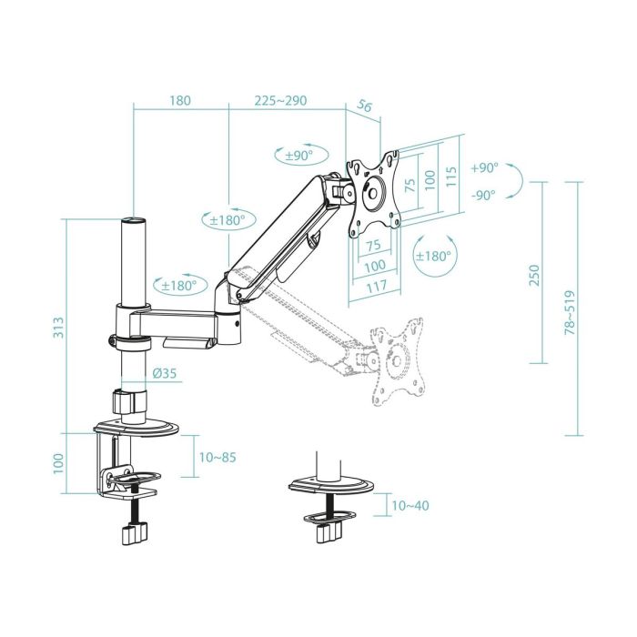 Monitor Gaming TooQ DB1532TNR-B 17"-32" 3