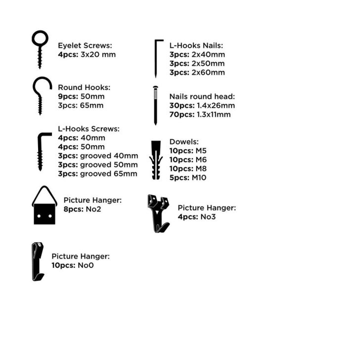 Ensemble de crochets, boulons à œil et cintres Black & Decker 198 Pièces 1 Ensemble de crochets, boulons à œil et cintres Black & Decker 198 Pièces 1