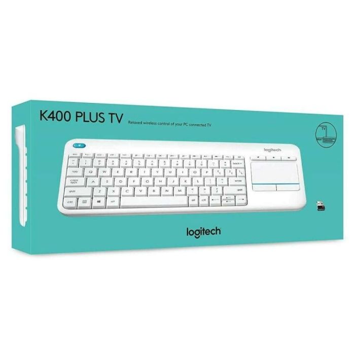 Clavier Logitech K400+ Blanc Espagnol Qwerty QWERTY