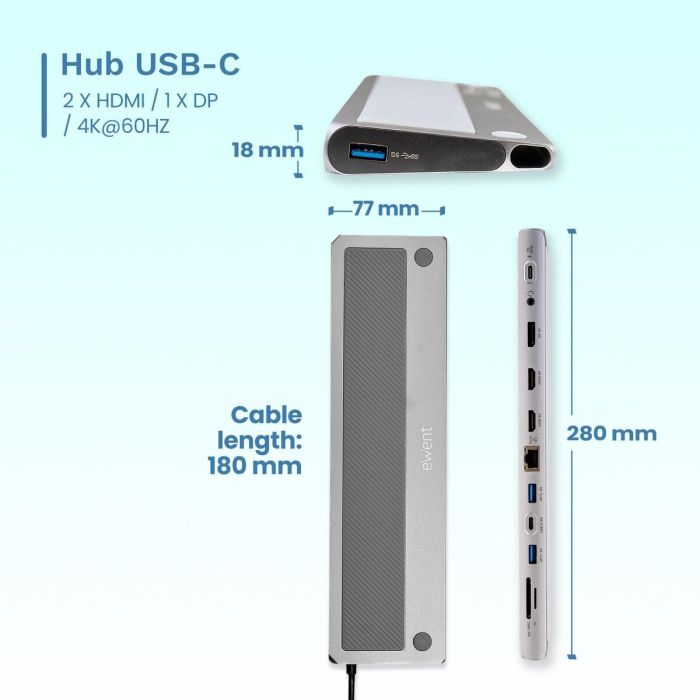 Hub USB Ewent EW1150 Gris 9