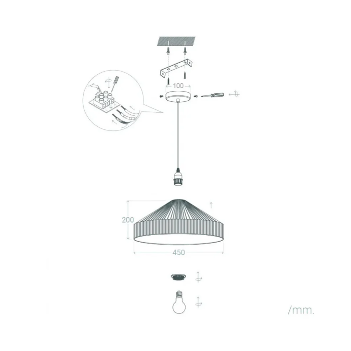 Lampe Suspendue Corde Krefeld SKD-P80037, Style Naturel et Frais, Douille E27 6