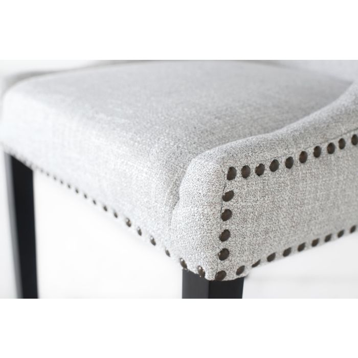 GINER Y COLOMER Lot de 2 chaises rembourrées en tissu gris avec assise 43x46 cm, dossier 50 cm et pieds en bois noir - Confort et design contemporain 4