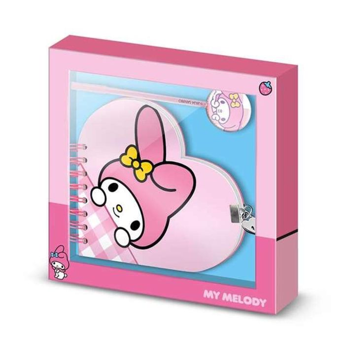 Carnet de Notes + Crayon My Melody Rose 160 Volets 23 x 2,5 x 24 cm 1
