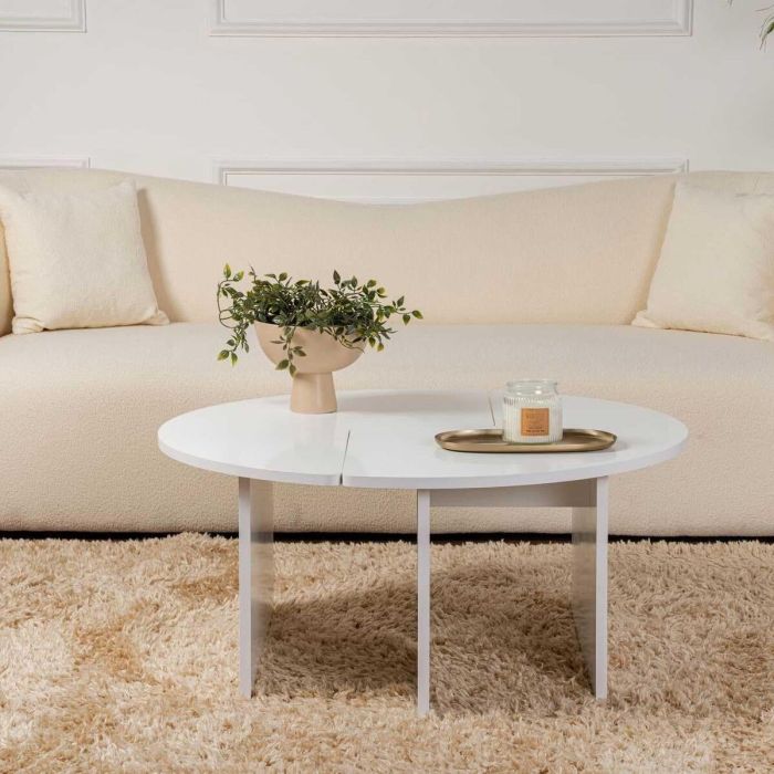 Table Basse Blanc 90 x 41 x 90 cm 2 Table Basse Blanc 90 x 41 x 90 cm 2