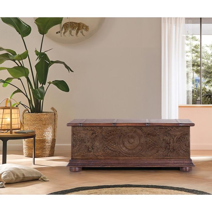 GINER Y COLOMER Buffet coffre en bois de manguier marron bicolore avec détails en fer vieilli - 116x45x40 cm - Artisanal 7 GINER Y COLOMER Buffet coffre en bois de manguier marron bicolore avec détails en fer vieilli - 116x45x40 cm - Artisanal 7