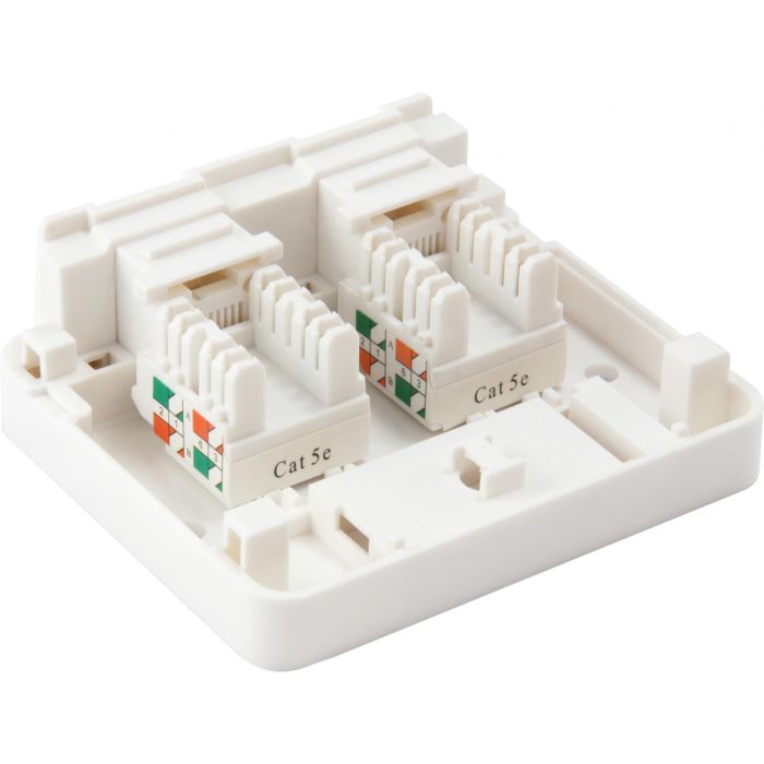 Equip Aufputzdose 2x Keystone Jack mit Abdeckung weiß 3