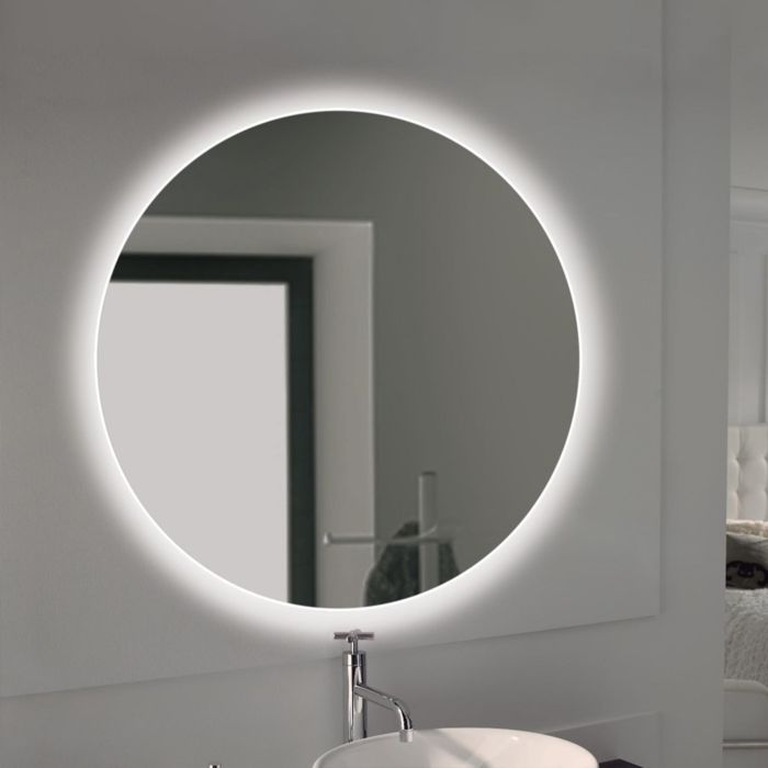 Emuca Miroir de salle de bain Cassiopeia avec éclairage décoratif à LED, diamètre 60 cm, AC 230V 50Hz, 20 W + 12 W, Aluminium et Verre. 1