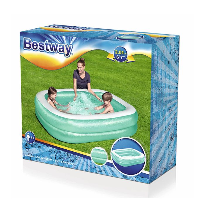 Bestway Piscine Gonflable 2 Chambres Rectangulaire 201x150x51 cm +6 Ans Jardin 54005 14