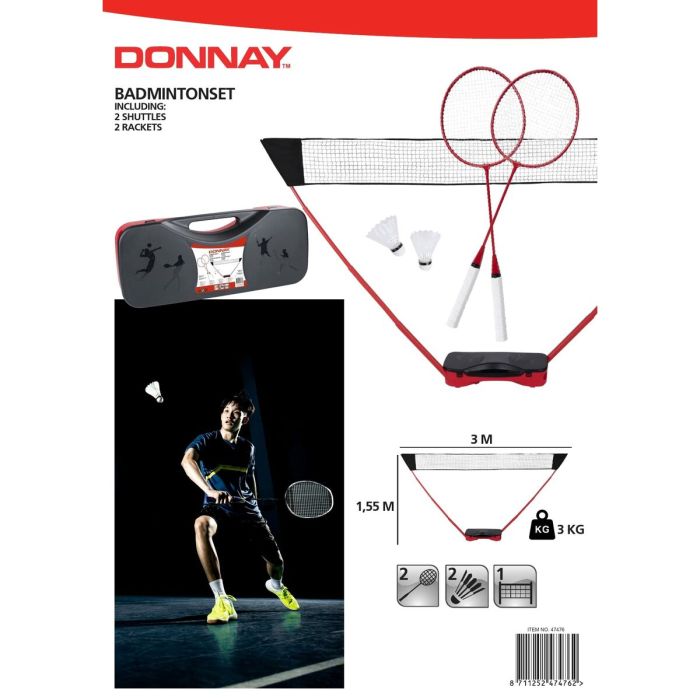 Ensemble de Badminton Donnay 5 Pièces 4 Ensemble de Badminton Donnay 5 Pièces 4