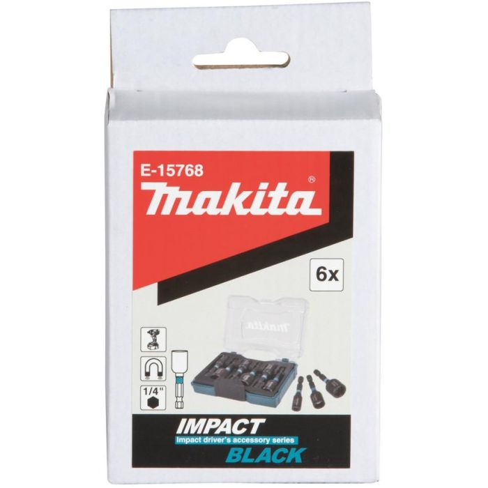 Makita E-15768 - Jeu de douilles 1/4" métrique, 6 pièces (6, 7, 8, 10, 12, 13 mm), en acier