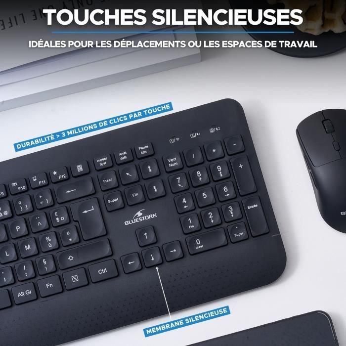 Clavier sans fil - Touches creusées ergonomiques - BLUESTORK - Office R2 - AZERTY 2