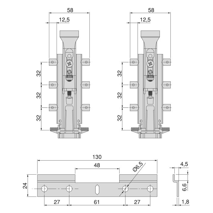 Emuca Kit de ferrures de suspensions invisibles pour meubles hauts Levelup 3 avec plaque, acier, zingué 4