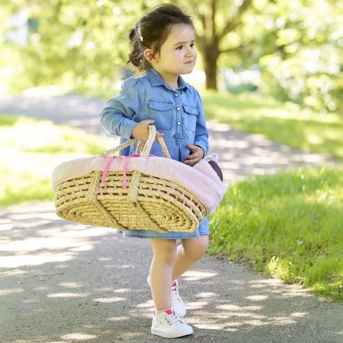 Accessoires poupons - COROLLE - Ensemble Couffin Peluche Rose - pour poupons 36 et 42 cm - des 3 ans 4