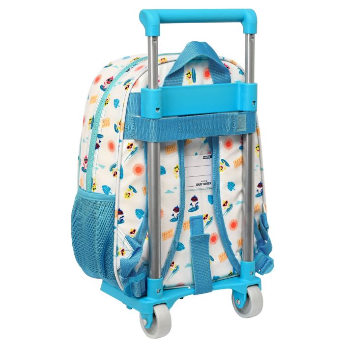 Cartable à roulettes Baby Shark Surfing Bleu Blanc 26 x 34 x 11 cm 2