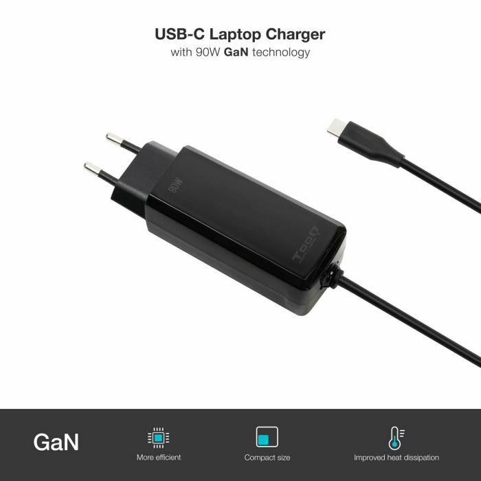 Chargeur d'ordinateur portable TooQ GAN USB-C PD 90W Cúbico 90 W 15