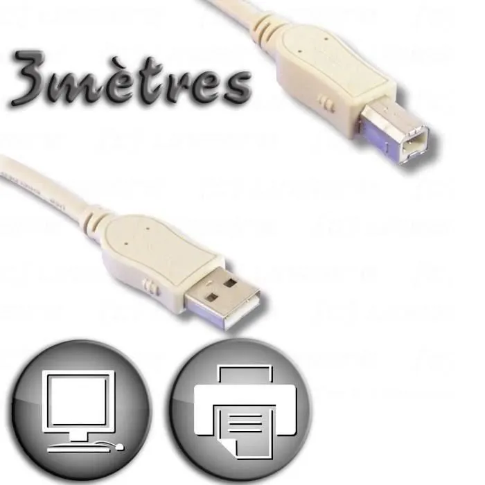Lineaire Câble USB 2.0 A mâle / B mâle 3m 0 Lineaire Câble USB 2.0 A mâle / B mâle 3m 0