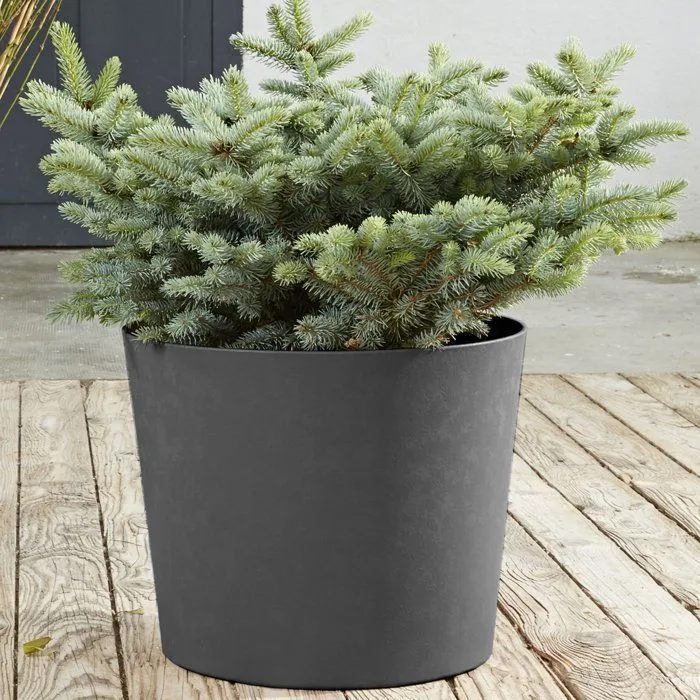 Eda Cache-pot PoeTIC Elemento Cónico 40 en forme de cône, gris ardoise, 40 cm