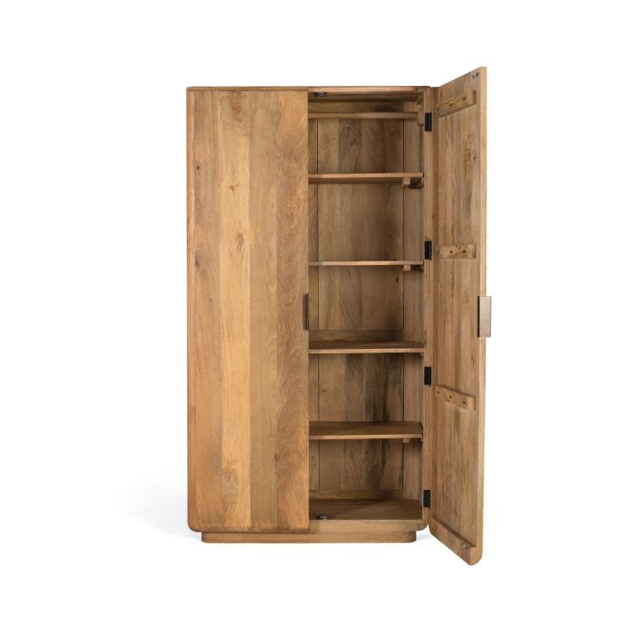 GINER Y COLOMER - Armadio - Armoire en bois de manguier naturel avec 2 portes, étagères amovibles et penderie - Lignes épurées et coins arrondis 2