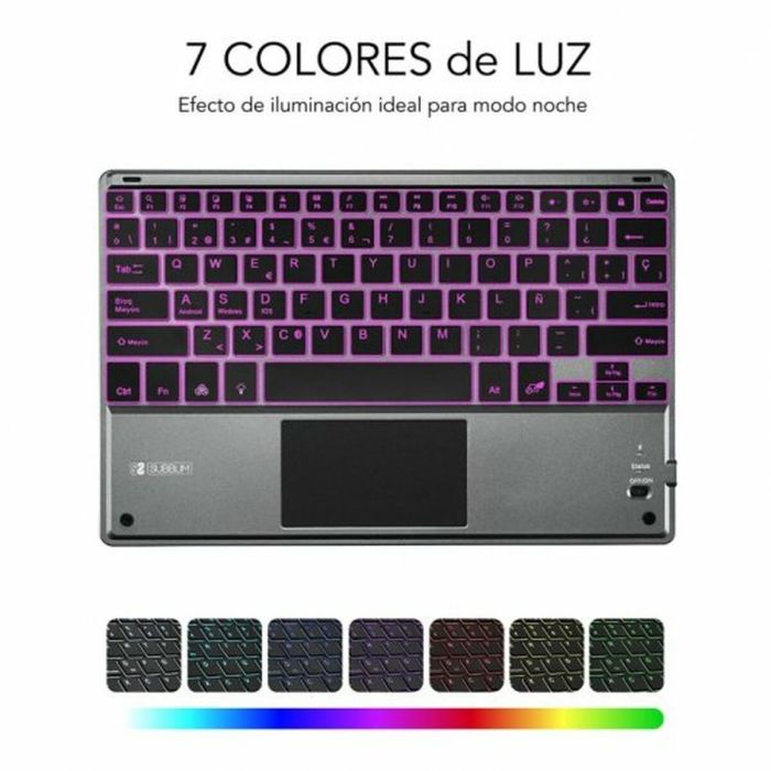 Clavier avec pavé tactile Subblim SUB-KBT-SMBT51 Gris Multicouleur Espagnol Qwerty QWERTY 3 Clavier avec pavé tactile Subblim SUB-KBT-SMBT51 Gris Multicouleur Espagnol Qwerty QWERTY 3