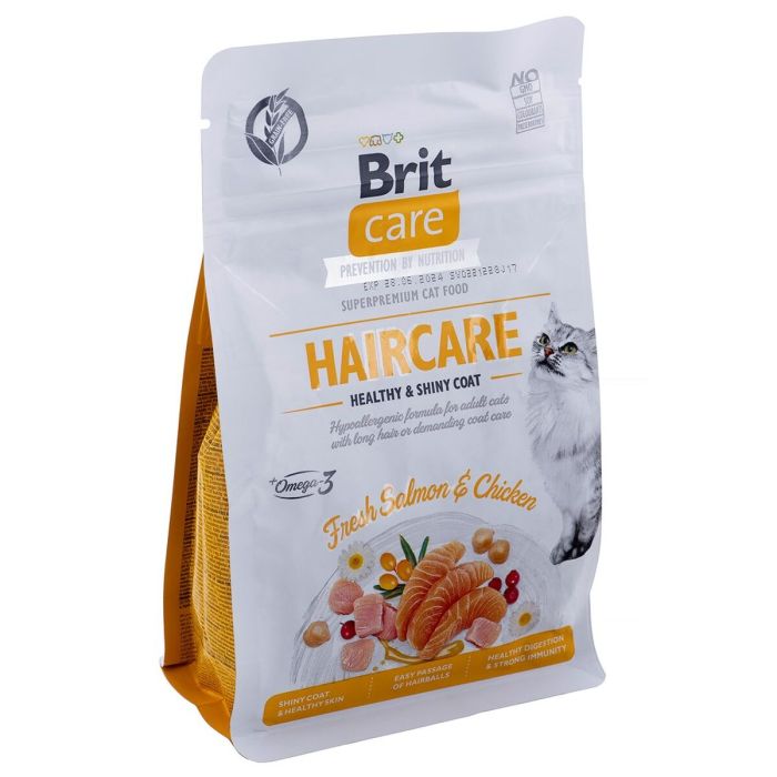 Aliments pour chat Brit Care Grain Free Haircare Healthy & Shiny Coat Adulte Poulet Saumon Poisson 400 g 1