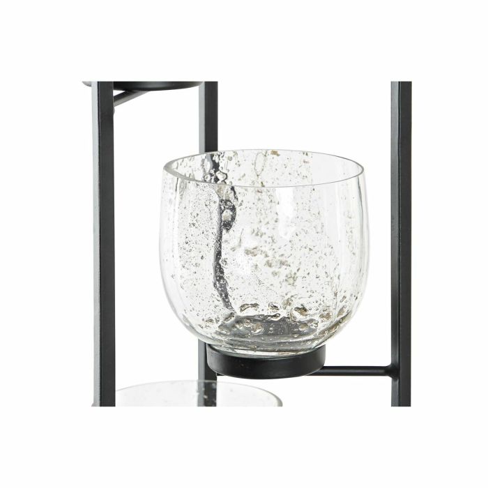 Bougeoir DKD Home Decor Verre Noir Transparent 18 x 18 x 76 cm Fer 1