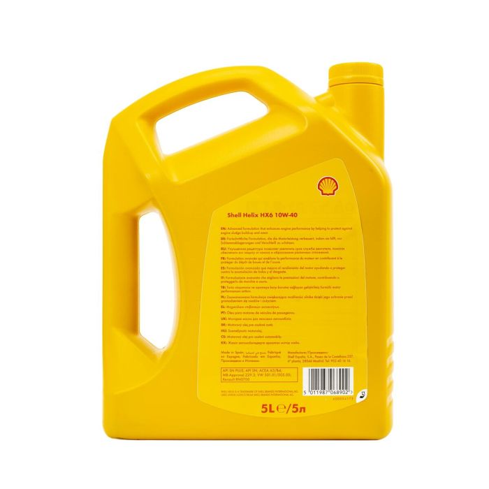Huile de moteur pour voiture Shell Helix HX6 5 L 10W40 2