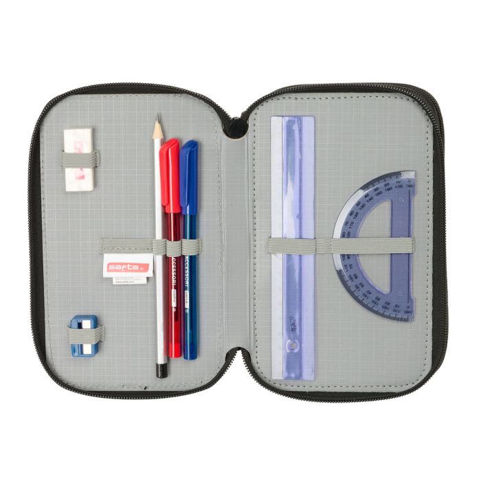 Pochette à crayons triple Safta Urban style Bleu Gris 12,5 x 19,5 x 5,5 cm 37 Pièces 3