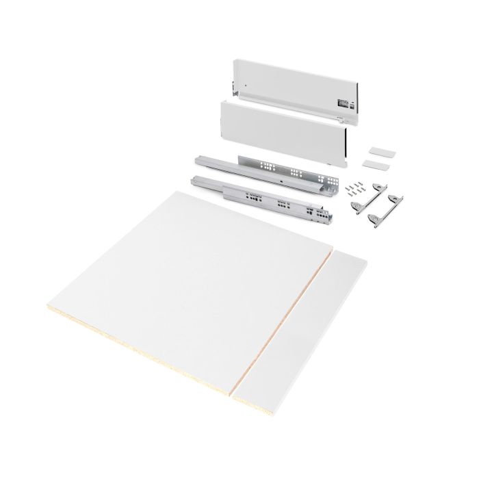 Emuca Kit de tiroirs pour cuisine ou salle de bains Vertex avec réglages 3D, hauteur 178mm, avec panneaux inclus, module 600mm, Peint en blanc 0 Emuca Kit de tiroirs pour cuisine ou salle de bains Vertex avec réglages 3D, hauteur 178mm, avec panneaux inclus, module 600mm, Peint en blanc 0