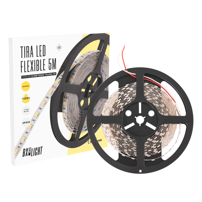 BX3 LIGHT BX3-R5031072W2-W Ruban LED 5m 300 SMD5050, 14.4W/m, 24V DC, IP20, Blanc Naturel 6000K, Décoration Intérieure BX3 LIGHT BX3-R5031072W2-W Ruban LED 5m 300 SMD5050, 14.4W/m, 24V DC, IP20, Blanc Naturel 6000K, Décoration Intérieure