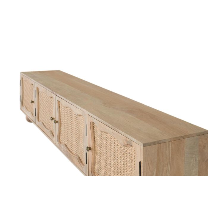 GINER Y COLOMER - Meuble TV en bois de manguier avec 4 portes à design artisanal - 200 x 40 x 51 cm - Finition naturelle 3 GINER Y COLOMER - Meuble TV en bois de manguier avec 4 portes à design artisanal - 200 x 40 x 51 cm - Finition naturelle 3
