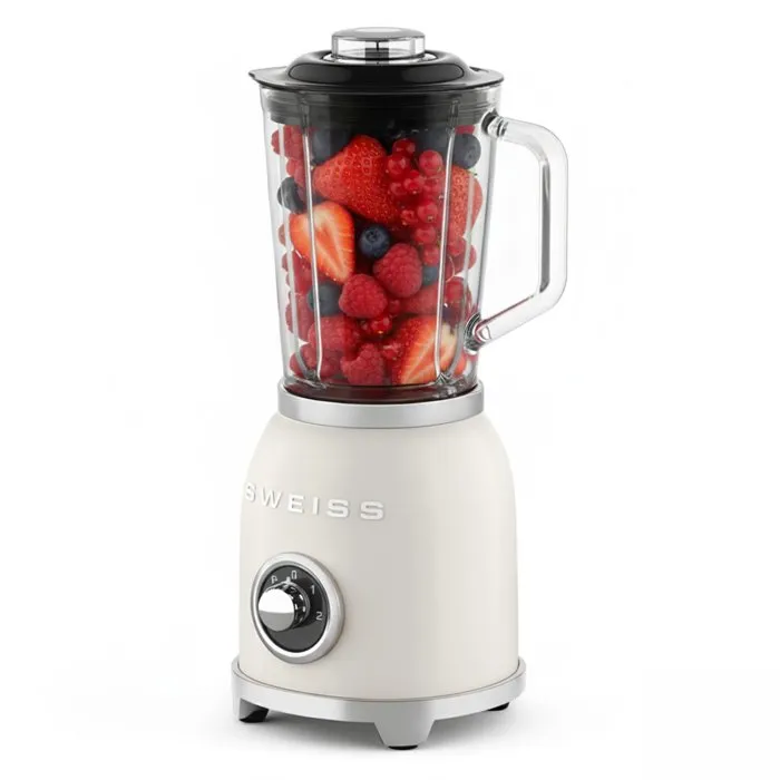 SWEISS Blender Vintage MXV8 1000 W - Bol 1,5 L avec 6 Lames - Vitesses + Mode Pulse - Puissant pour Smoothies, Glace Pilée (Beige) SWEISS Blender Vintage MXV8 1000 W - Bol 1,5 L avec 6 Lames - Vitesses + Mode Pulse - Puissant pour Smoothies, Glace Pilée (Beige)