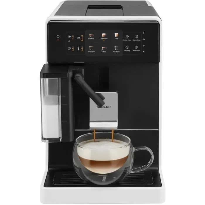 Sencor SES 9301WH Machine à expresso avec broyeur, système EasyLatte pour cappuccinos, pression 19 bars, réservoir 1,3 L, panneau LED Sencor SES 9301WH Machine à expresso avec broyeur, système EasyLatte pour cappuccinos, pression 19 bars, réservoir 1,3 L, panneau LED